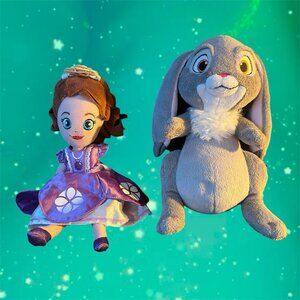 Disney Sofia The First Clover Rabbit & Sofia 9"  Plush Bunny Jakks Pacific 2013